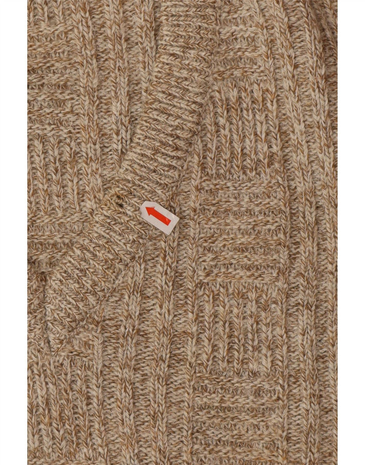 Vintage Mens V-Neck Jumper Sweater IT 52 Large Beige Wool