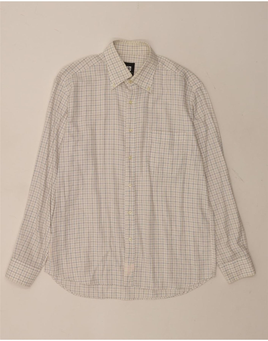 ROCCOBAROCCO Mens Shirt Size 41 16 Large White Check Cotton