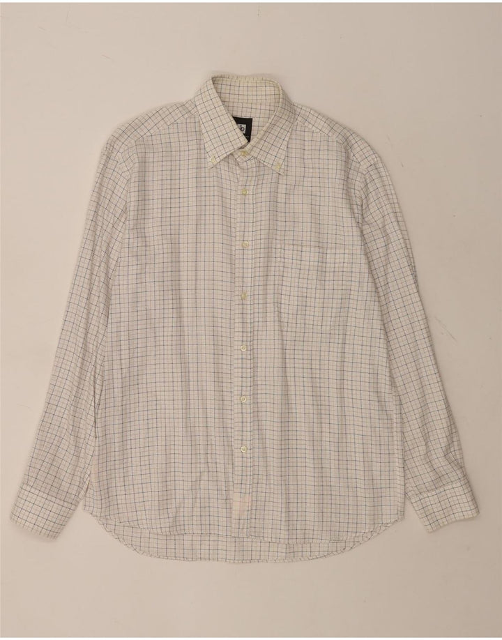 ROCCOBAROCCO Mens Shirt Size 41 16 Large White Check Cotton