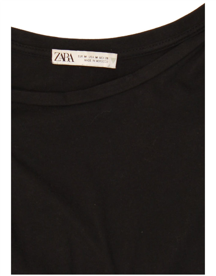 Zara Womens Crop Batwing Blouse Top UK 12 Medium Black