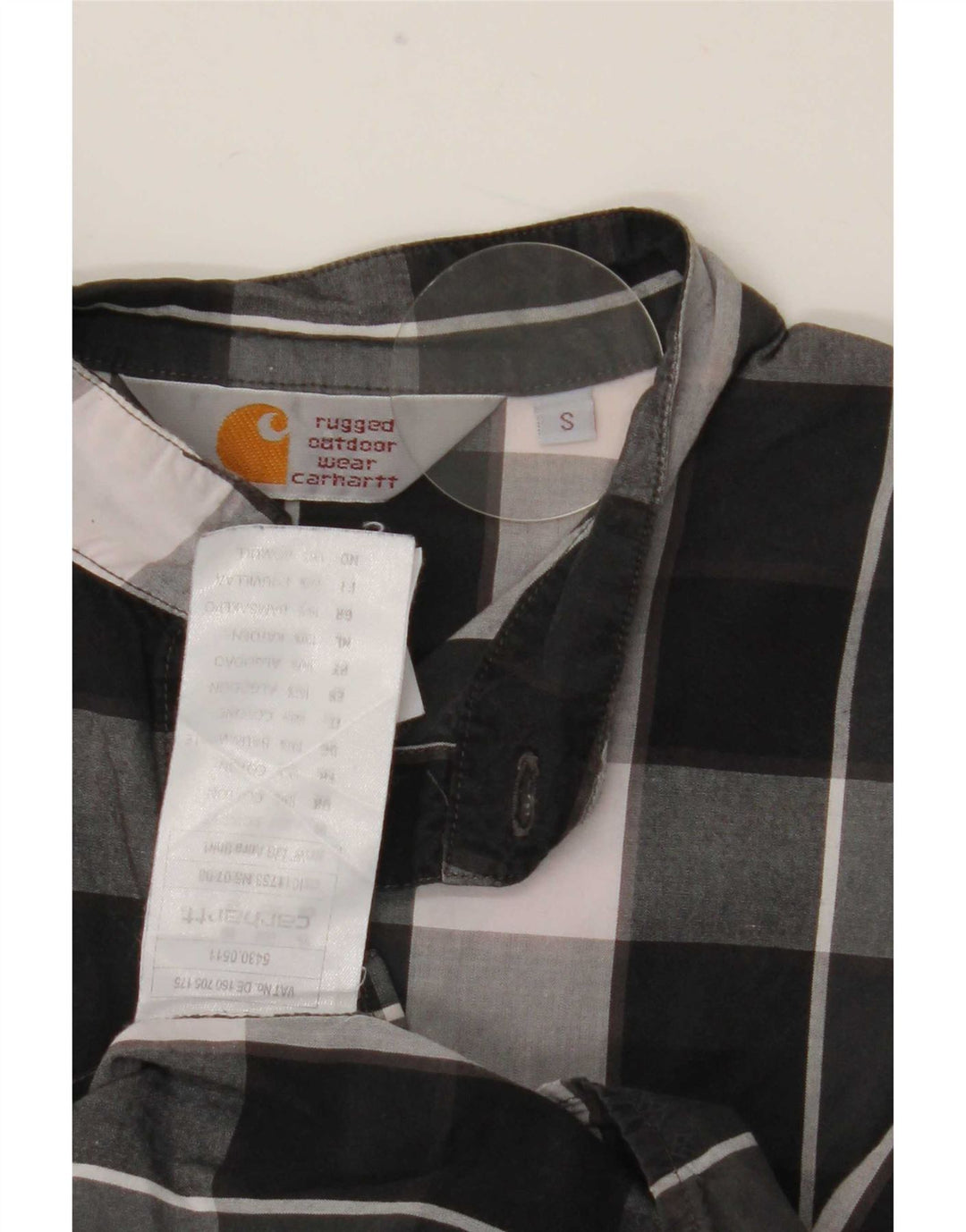 Carhartt Mens Shirt Small Black Check Cotton