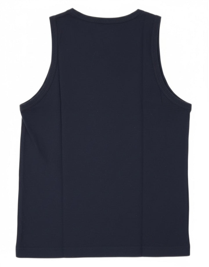 Asics Womens Vest Top UK 12 Medium Navy Blue Cotton