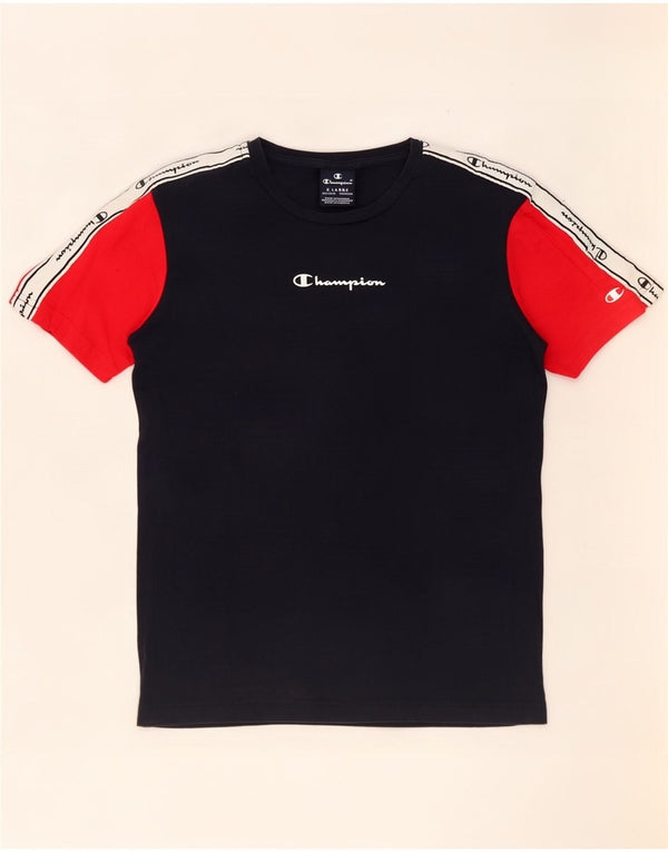Champion Boys Graphic T-Shirt Top 13-14 Years XL Black Colourblock