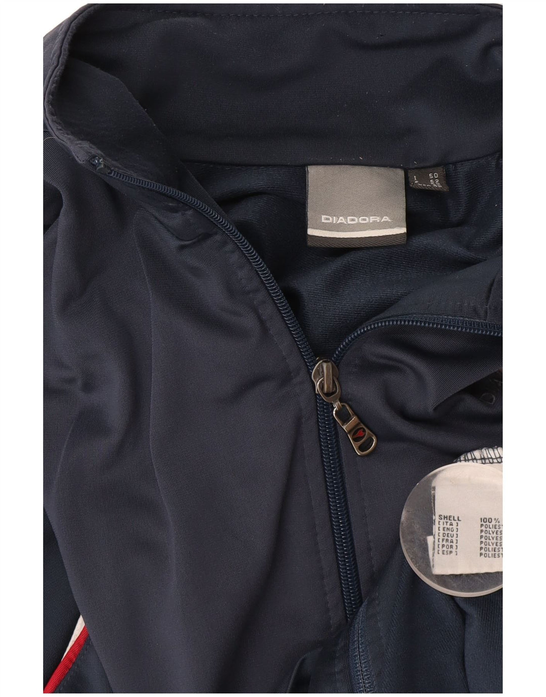 Diadora Mens Tracksuit Top Jacket UK 40 Medium Navy Blue Colourblock