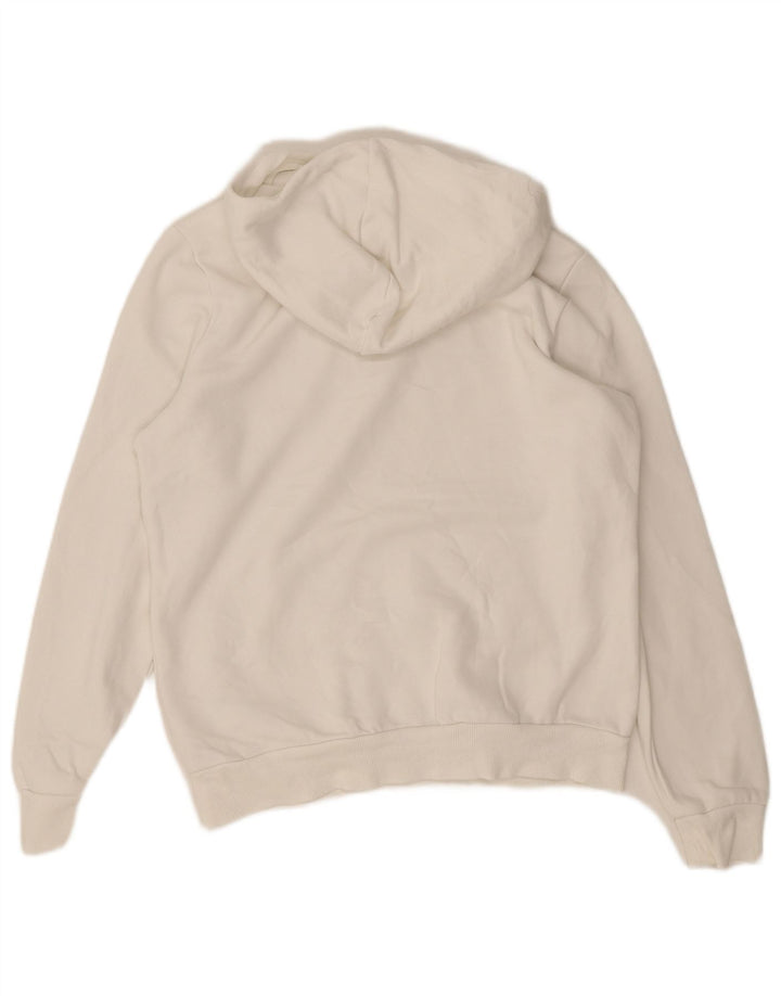 Puma Womens Graphic Hoodie Jumper UK14 Medium White Cotton