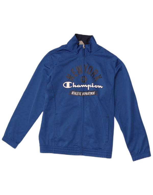 CHAMPION Boys Graphic Tracksuit Top Jacket 11-12 Years Large  Blue