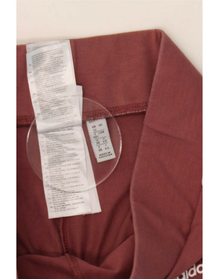 Adidas Womens Leggings UK 12 Medium Maroon Cotton