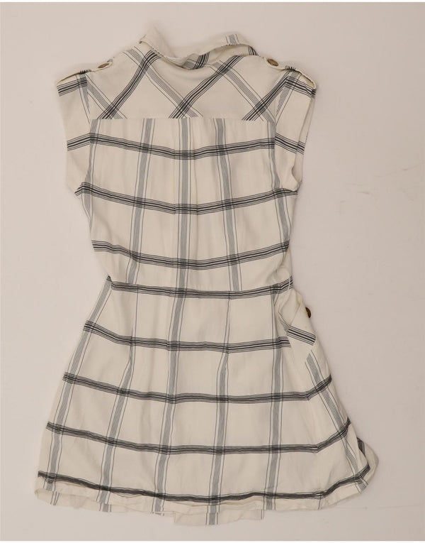 Karen Millen Womens Sleeveless Shirt Dress UK 10 Small White Check Viscose