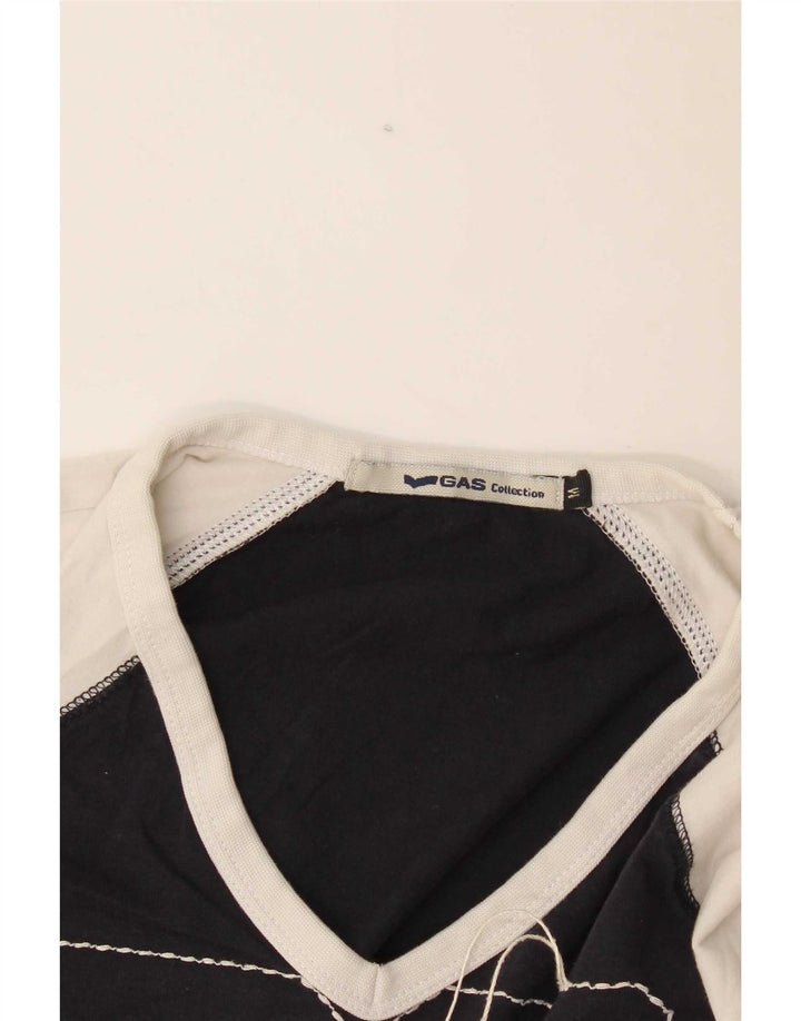 Gas Womens Graphic Top Long Sleeve UK 12 Medium Navy Blue Colourblock