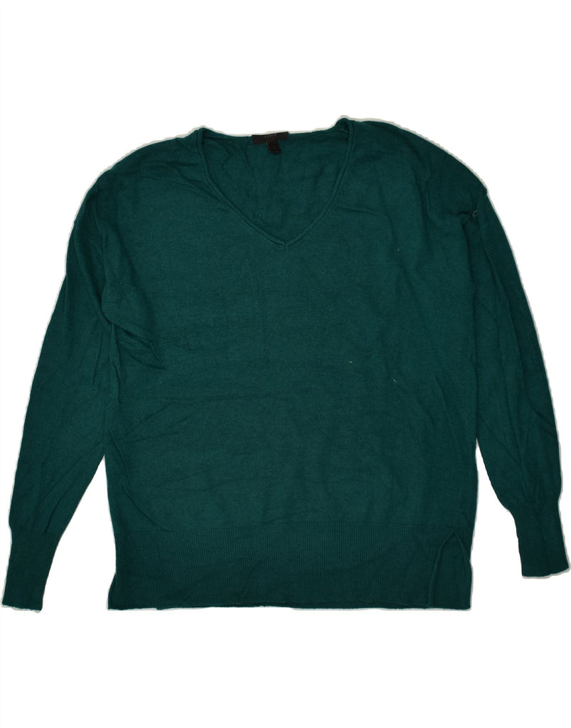 J. CREW Womens V-Neck Jumper Sweater UK 14 Medium Green Wool | Vintage J. Crew | Thrift | Second-Hand J. Crew | Used Clothing | Messina Hembry 