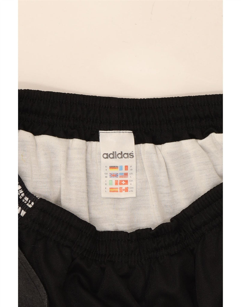 ADIDAS Mens Sport Shorts Large Black Spotted Polyester Vintage Adidas and Second-Hand Adidas from Messina Hembry 