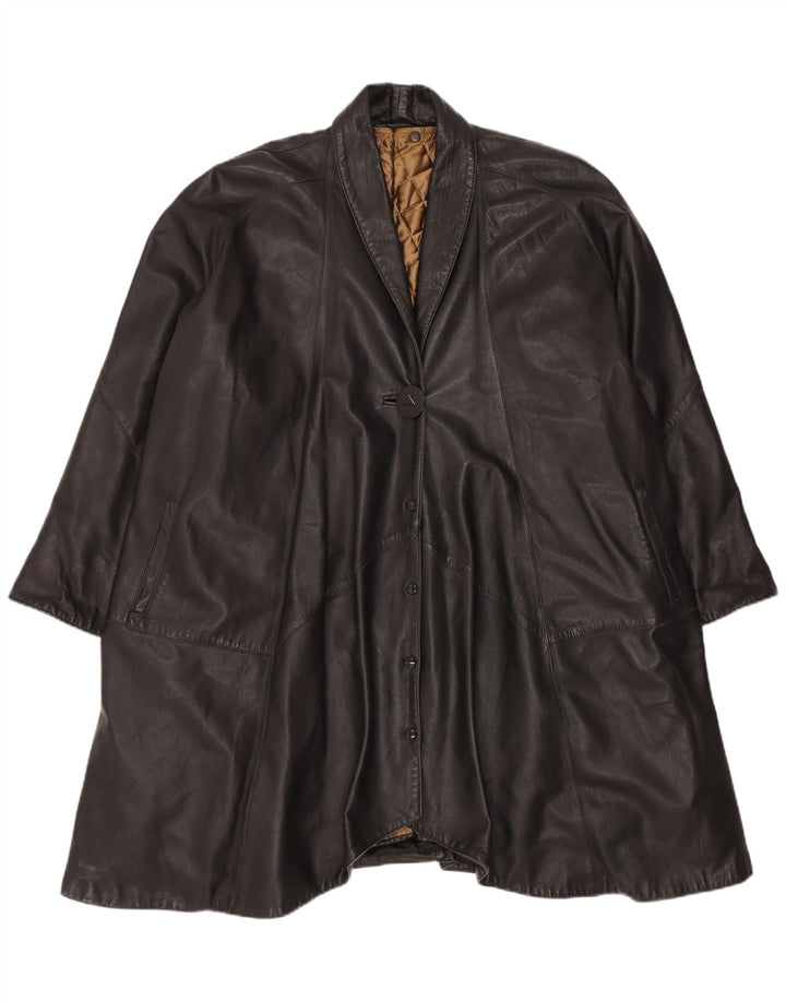 Vintage Womens Loose Fit Leather Jacket UK 16 Large Black
