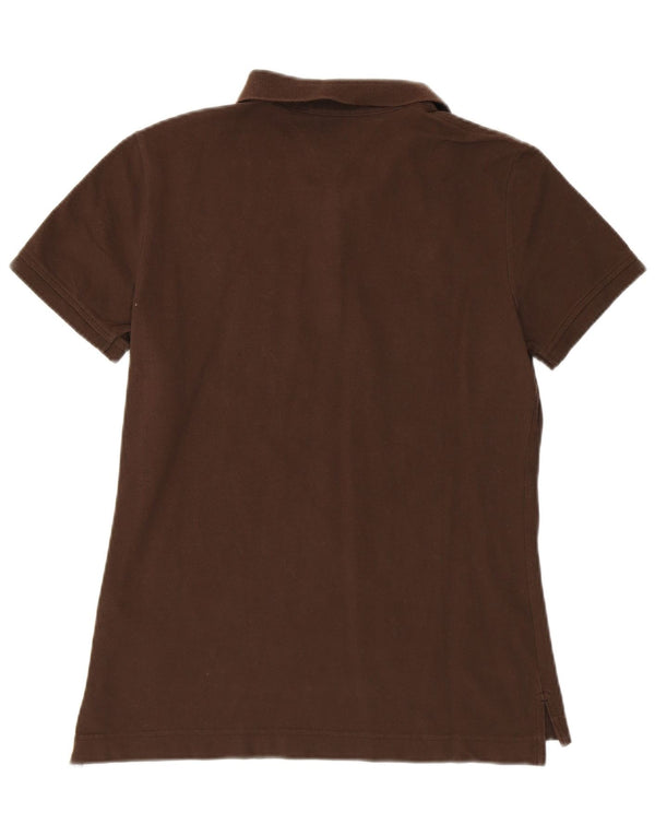 TOMMY HILFIGER Womens Classic Fit Polo Shirt UK 12 Medium Brown Cotton