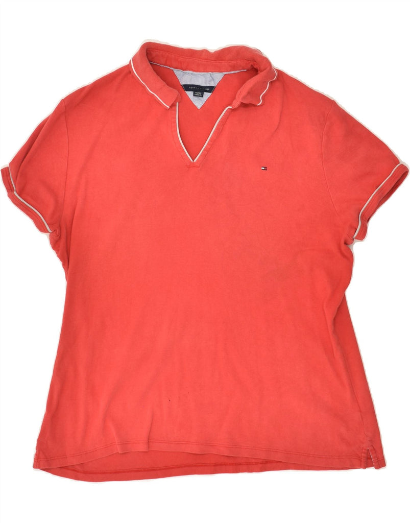 TOMMY HILFIGER Womens Tall Polo Shirt UK 18 XL Red Cotton | Vintage Tommy Hilfiger | Thrift | Second-Hand Tommy Hilfiger | Used Clothing | Messina Hembry 