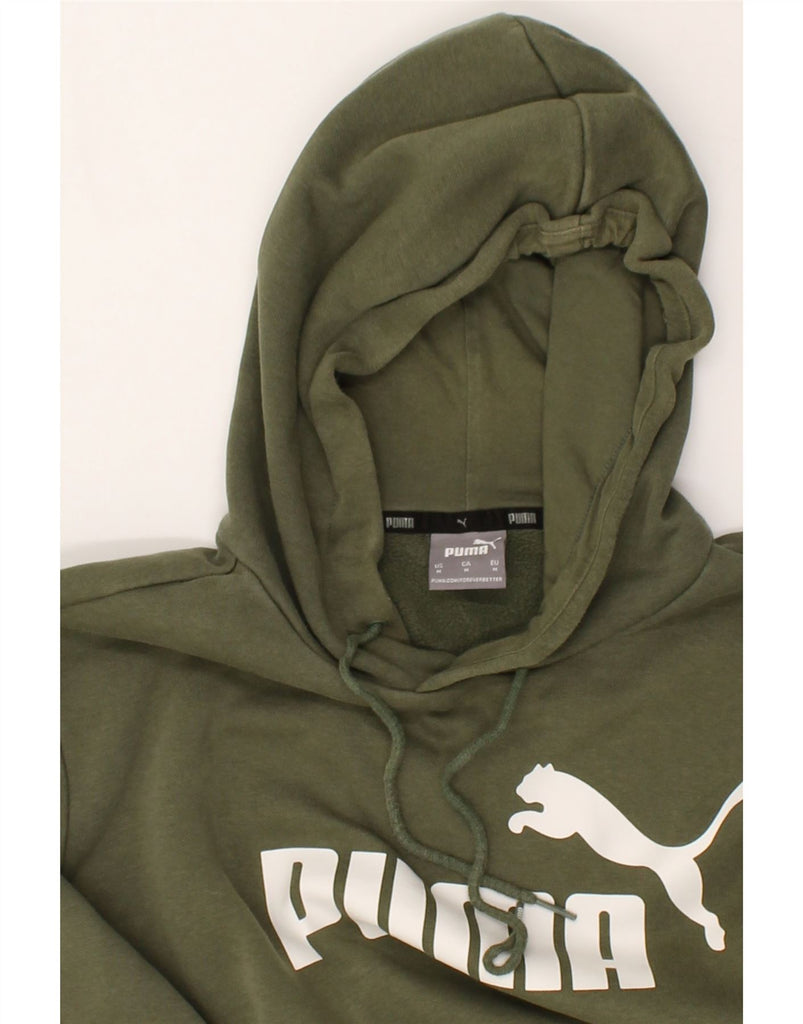 PUMA Mens Graphic Hoodie Jumper Medium Khaki Cotton | Vintage Puma | Thrift | Second-Hand Puma | Used Clothing | Messina Hembry 