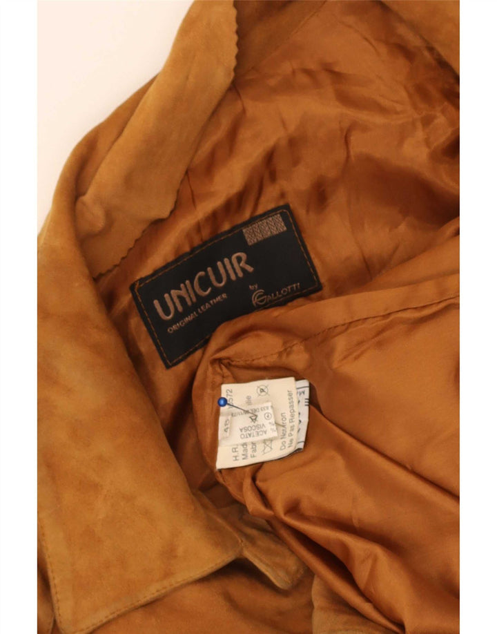 Gallotti Womens Suede Jacket IT 48 XL Beige Leather
