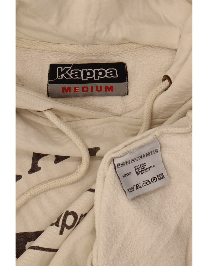KAPPA Womens Training Graphic Hoodie Jumper UK 14 Medium Off White Cotton