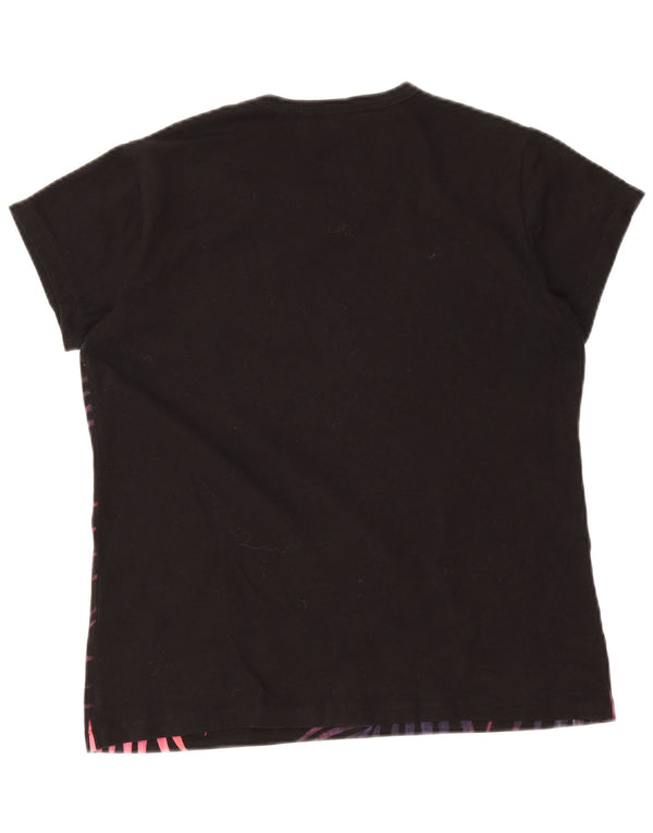 Koala Bay Womens Graphic T-Shirt Top UK 14 Large Black Cotton Hawaiian