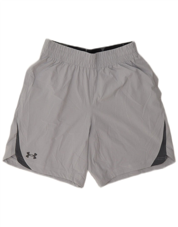 Under Armour Mens Graphic Sport Shorts Small Grey Colourblock Polyester