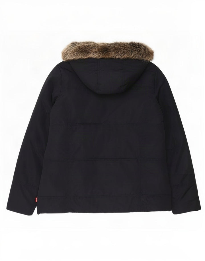 Levi's Girls Hooded Padded Jacket 15-16 Years Navy Blue Polyester