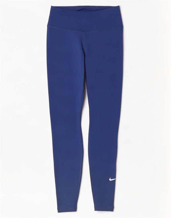 Nike Womens Leggings UK 8 Small Navy Blue Polyester