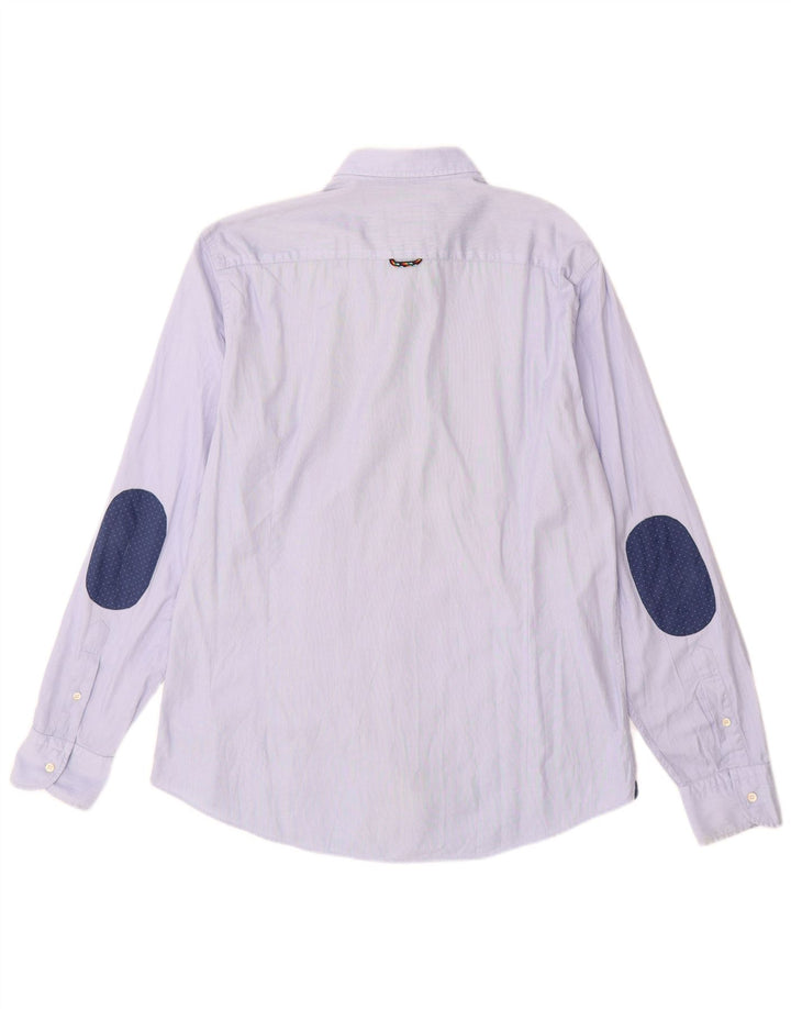 Massimo Dutti Mens Shirt Large Blue Cotton