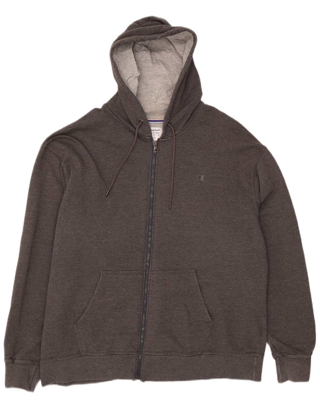 Champion Mens Zip Hoodie Sweater 2XL Grey Cotton