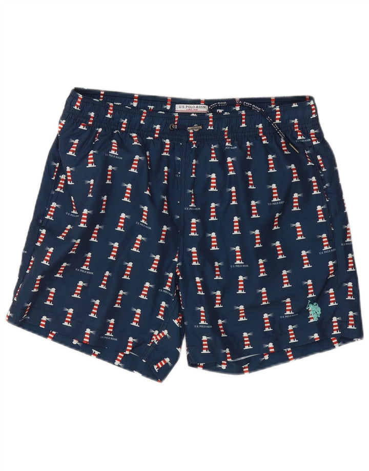 U.S. POLO ASSN. Mens Swimming Shorts Medium Navy Blue Spotted