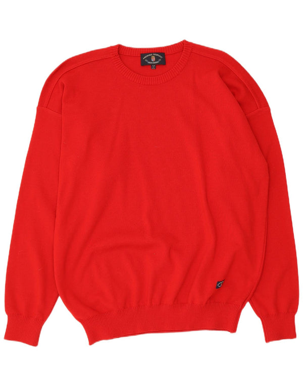 Amerigo Vespucci Mens Crew Neck Jumper Sweater XL Red Wool