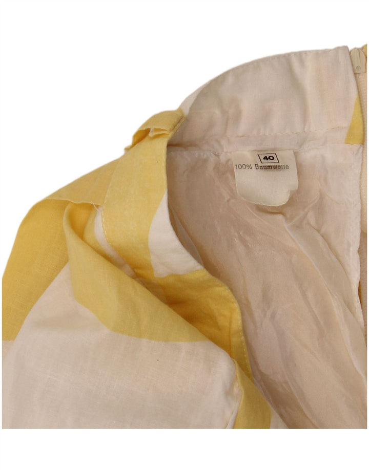 VINTAGE Womens A-Line Skirt EU 40 Medium W28 Yellow Geometric Cotton