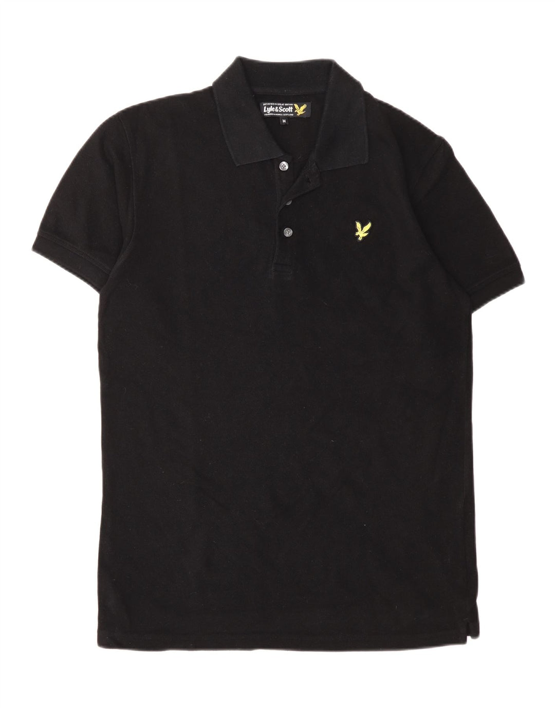 LYLE & SCOTT Mens Polo Shirt Medium Black Cotton Vintage Lyle & Scott and Second-Hand Lyle & Scott from Messina Hembry 