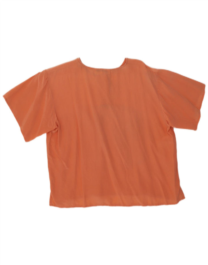 Vintage Womens Blouse Top UK 18 XL Orange Silk