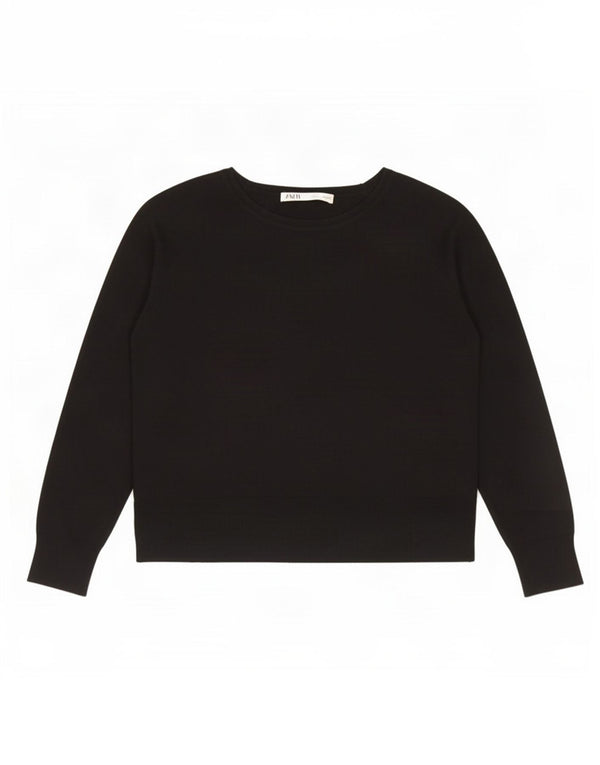 Zara Womens Oversized Boat Neck Jumper Sweater UK 10 Small Black