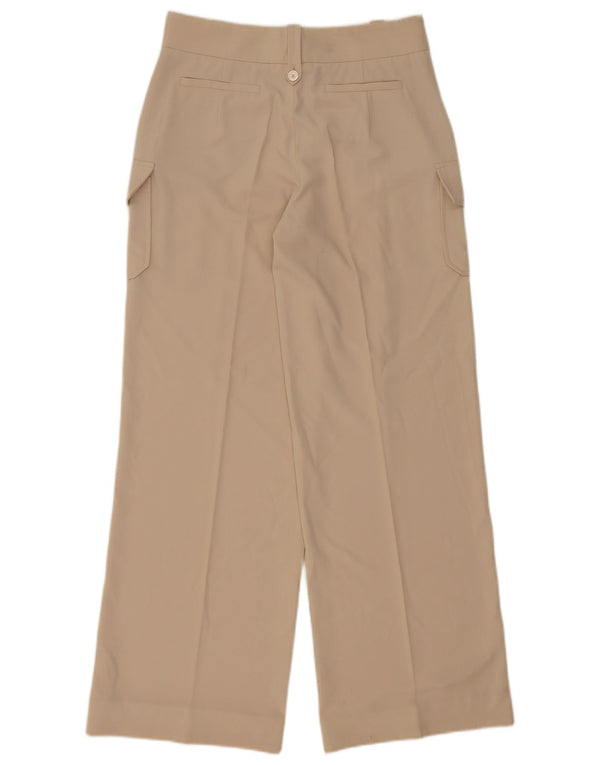 Les Copains Womens High Waist Cargo Trousers IT 42 Medium W32 L32 Beige