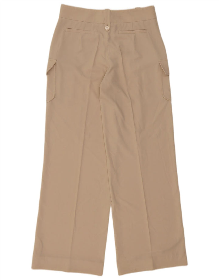 Les Copains Womens High Waist Cargo Trousers IT 42 Medium W32 L32 Beige
