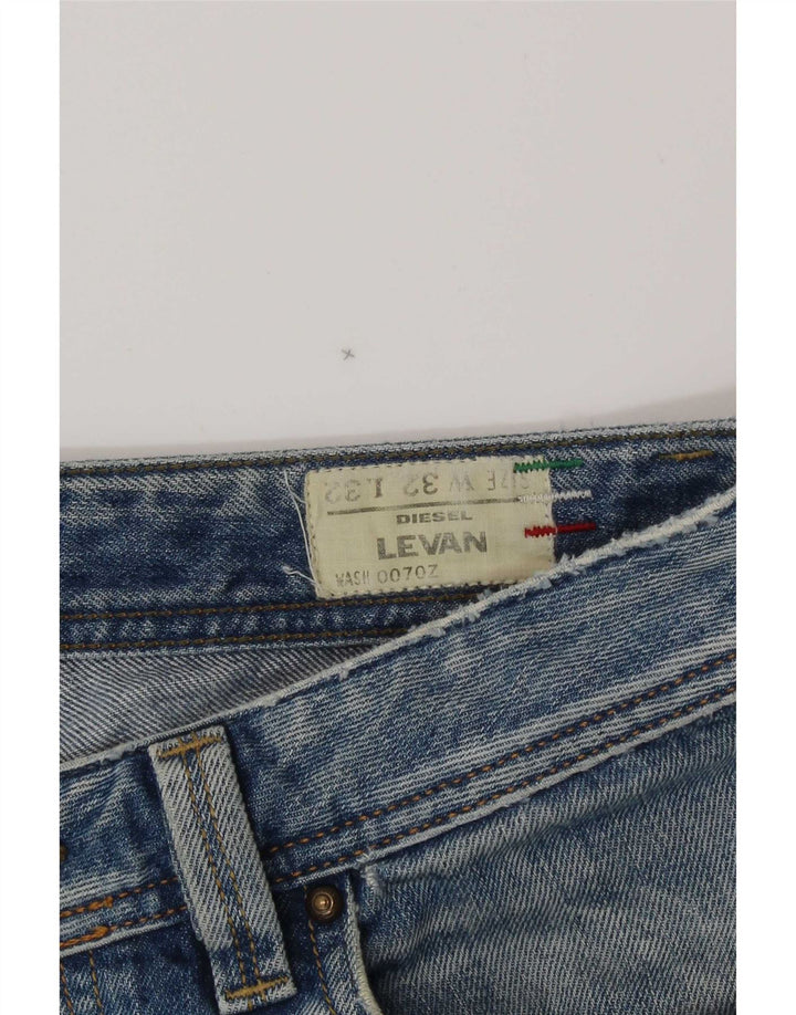 Diesel Mens Levan Distressed Straight Jeans W32 L32 Blue Cotton