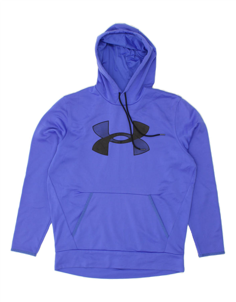 UNDER ARMOUR Mens Cold Gear Graphic Hoodie Jumper Medium Blue Polyester | Vintage Under Armour | Thrift | Second-Hand Under Armour | Used Clothing | Messina Hembry 