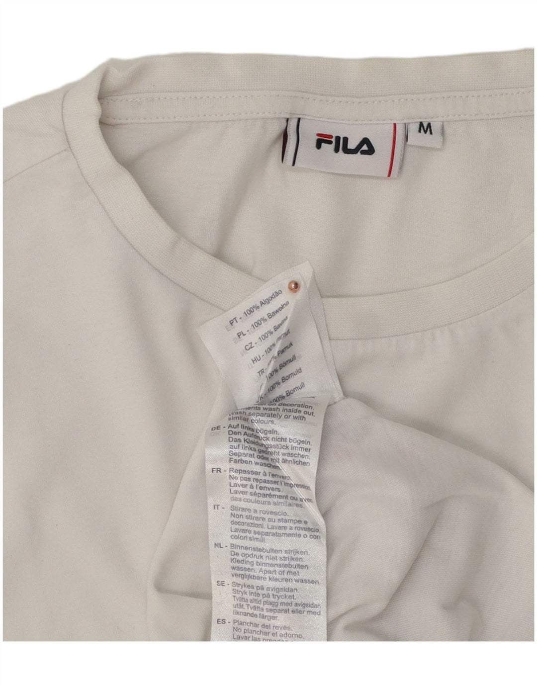 Fila Mens Graphic T-Shirt Top Medium White Cotton