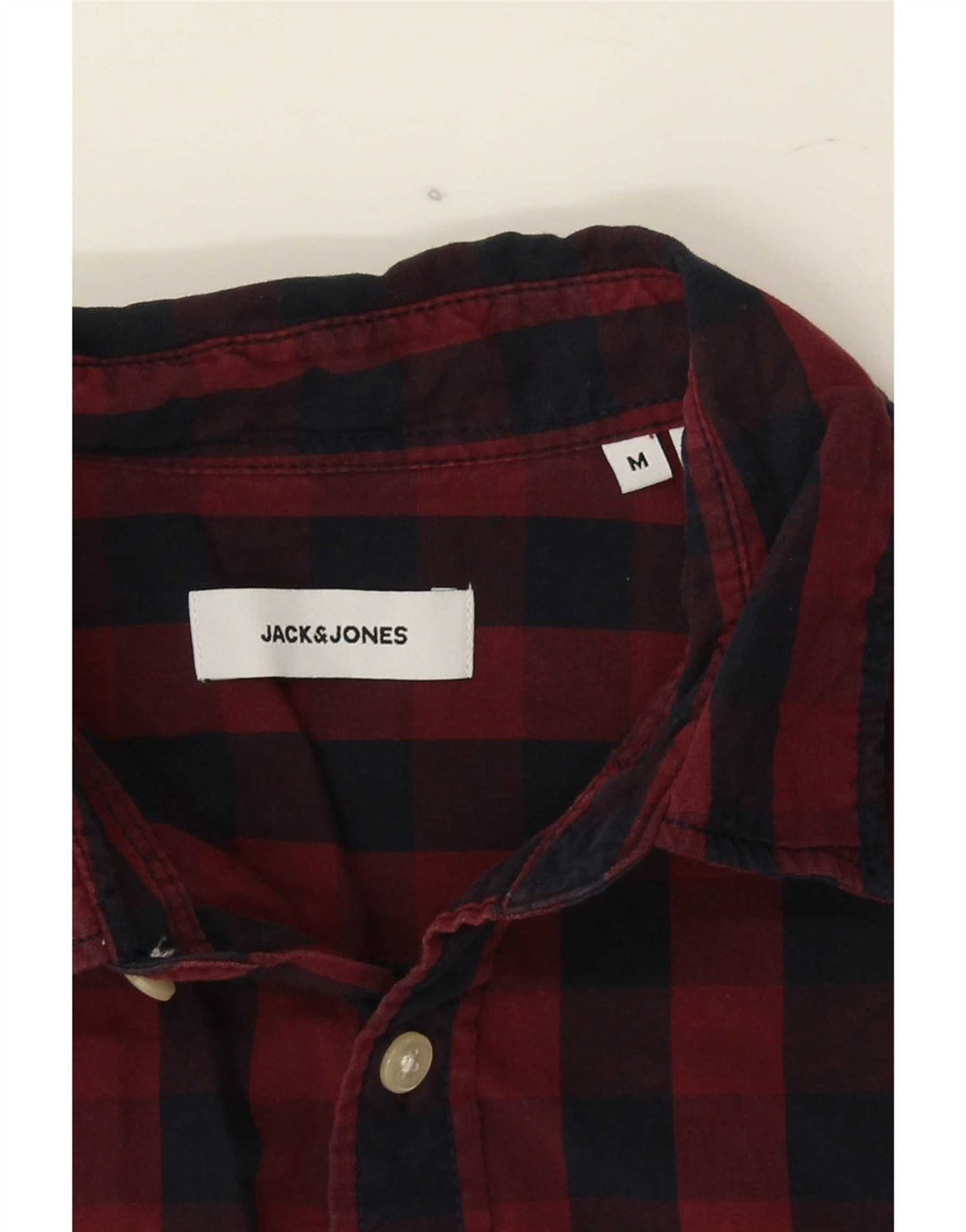 Jack & Jones Mens Shirt Medium Burgundy Gingham