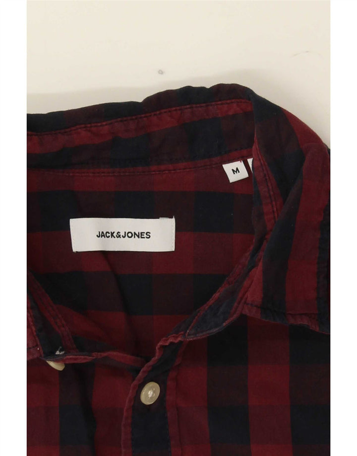 Jack & Jones Mens Shirt Medium Burgundy Gingham