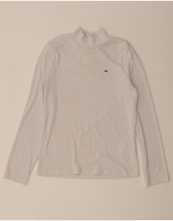 Tommy Hilfiger Womens Top Long Sleeve UK 12 Medium White Polyester