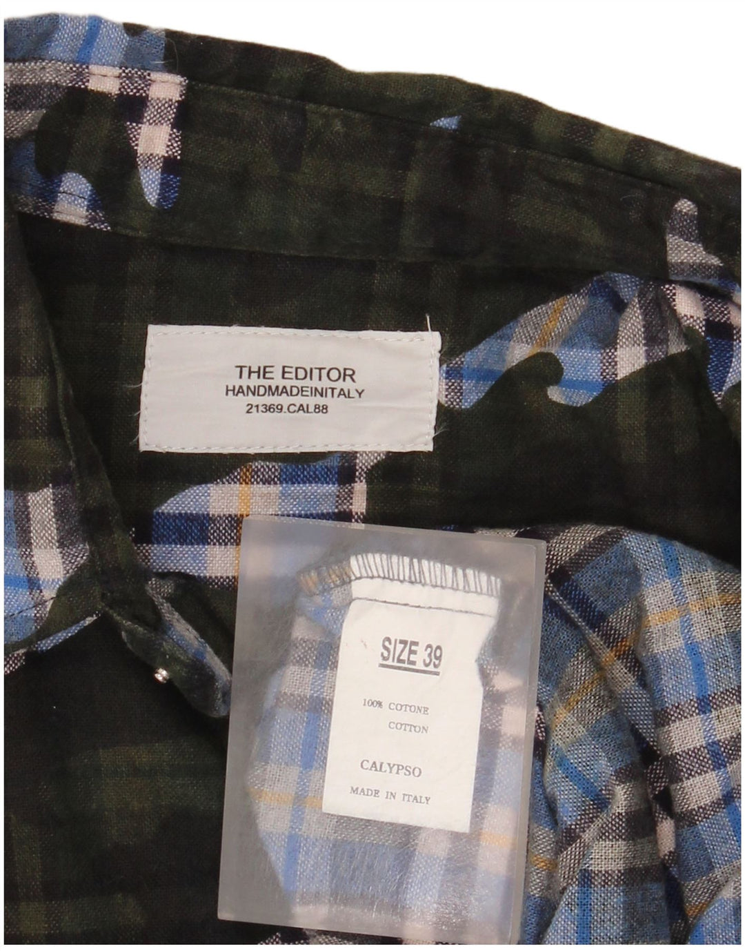 Vintage Mens Shirt Size 39 Medium Green Check Cotton