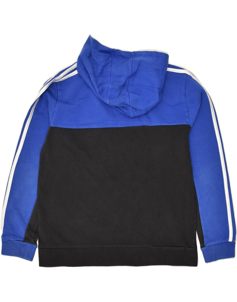 ADIDAS Boys Graphic Hoodie Jumper 14-15 Years Large Blue Colourblock | Vintage Adidas | Thrift | Second-Hand Adidas | Used Clothing | Messina Hembry 