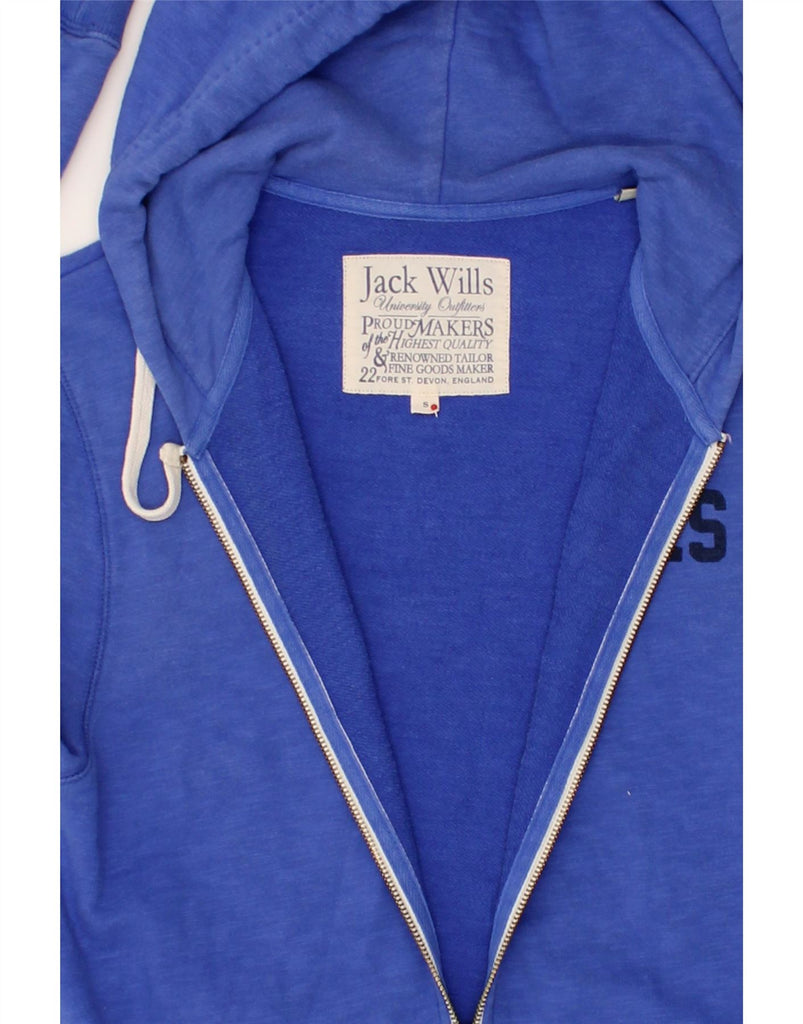 JACK WILLS Mens Graphic Zip Hoodie Sweater Small Blue Cotton | Vintage Jack Wills | Thrift | Second-Hand Jack Wills | Used Clothing | Messina Hembry 