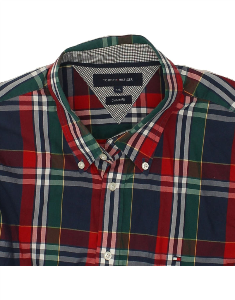 TOMMY HILFIGER Mens Custom Fit Shirt 2XL Navy Blue Check Cotton | Vintage Tommy Hilfiger | Thrift | Second-Hand Tommy Hilfiger | Used Clothing | Messina Hembry 