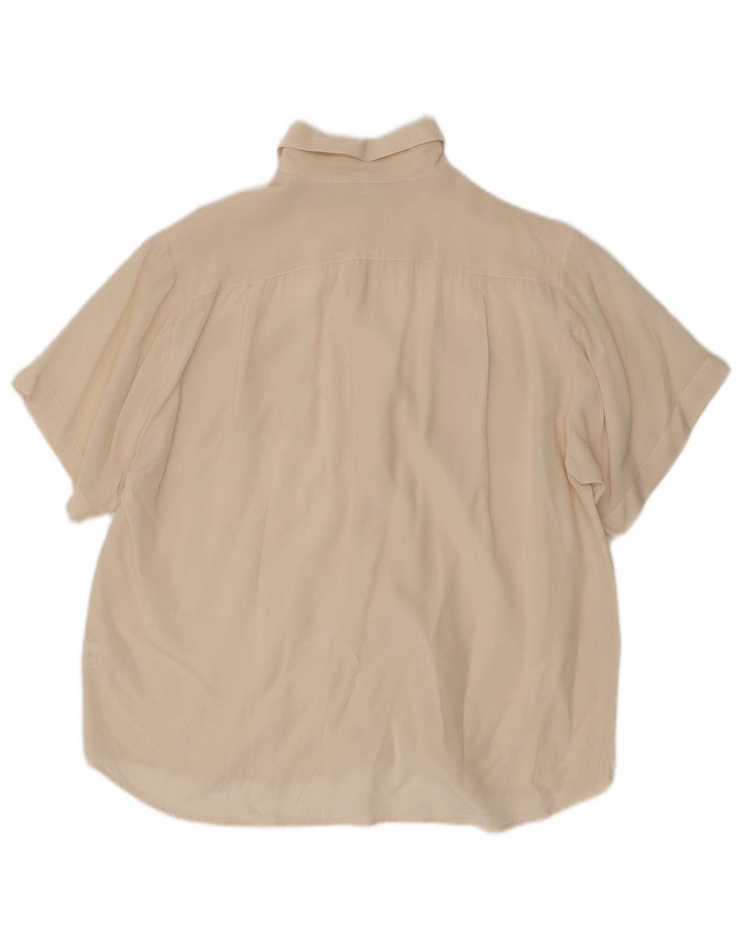 Vintage Womens Short Sleeve Shirt Blouse UK 14 Medium Off White Silk