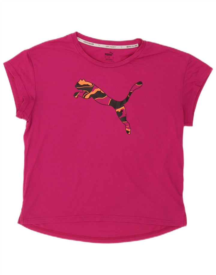 Puma Womens Graphic T-Shirt Top UK 14 Medium Pink Polyester