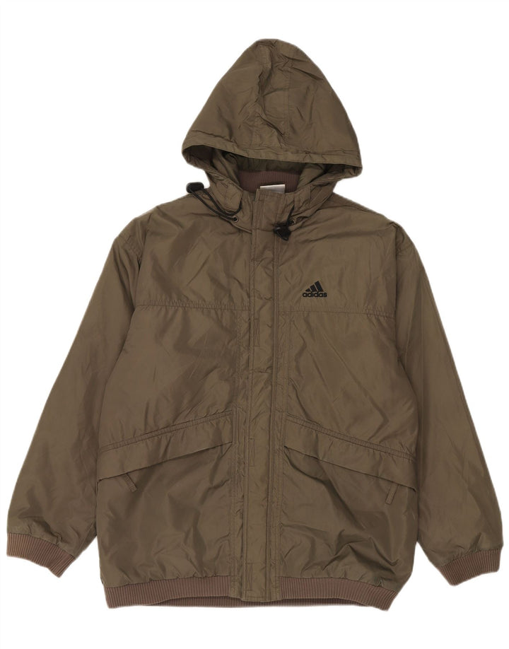 Adidas Boys Hooded Windbreaker Jacket 15-16 Years Khaki Polyamide