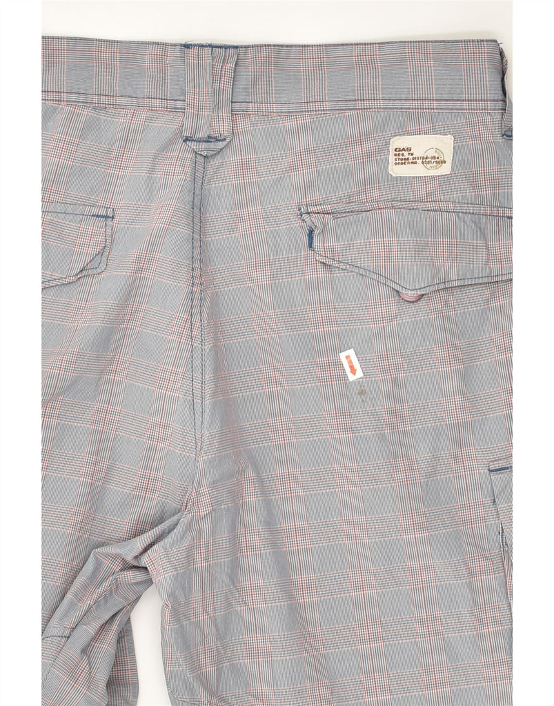 GAS Mens Cargo Shorts W31 Medium Grey Check Cotton | Vintage Gas | Thrift | Second-Hand Gas | Used Clothing | Messina Hembry 