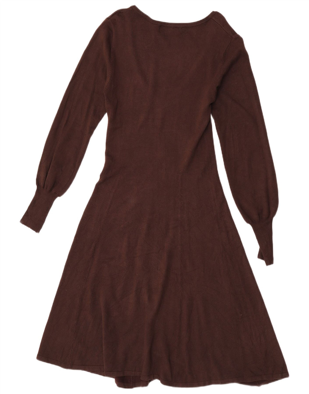 Zara Womens Long Sleeve A-Line Dress UK 12 Medium Brown Rayon